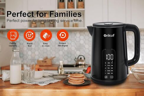 Temperature Control Electric Kettle, Long-term Keep Warm 304 SS Interior 1.7 L Electric Tea Kettle & Hot Water Boiler with Real Time Display,Auto-Off & Boil-Dry Protection, BPA Free in Saudi Arabia