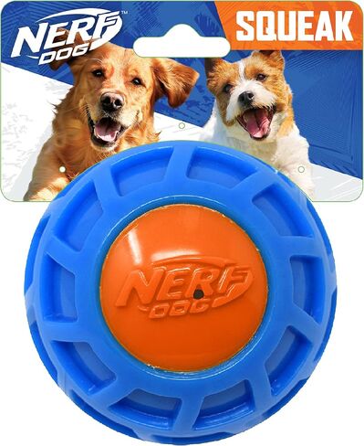 Nerf Dog 4in TPR EXO Squeak Ball - Blue/Orange, Large Breeds in Kuwait