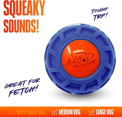 Nerf Dog 4in TPR EXO Squeak Ball - Blue/Orange, Large Breeds in Kuwait