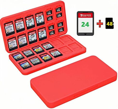 Game Card Case【24 Game Card Slots + 48 Micro SD Card Slots】 Compatible with Nintendo Switch& Switch OLED Card Portable Memory Card Storage, Games shell. NS-N (Strawberry) in Saudi Arabia