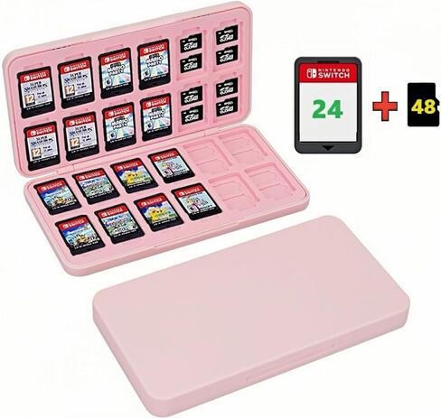 Game Card Case【24 Game Card Slots + 48 Micro SD Card Slots】 Compatible with Nintendo Switch& Switch OLED Card Portable Memory Card Storage, Games shell. NS-N (Strawberry) in Saudi Arabia