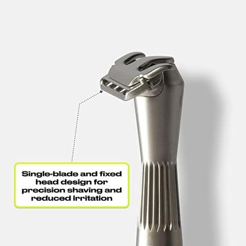 Leaf Shave | Twig Razor, Black - All-Metal, Eco-Friendly Razor for Men & Women; Includes 5 Stainless Steel Single-Edge Razor Blades; Recommended for Face Shaving Lighter Hair and Sensitive Skin in Saudi Arabia