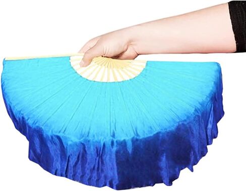 Women 40cm(15.7") 1 Piece Right Hand Real Silk Belly Dance Short Fan Veils Gradient Color in Kuwait