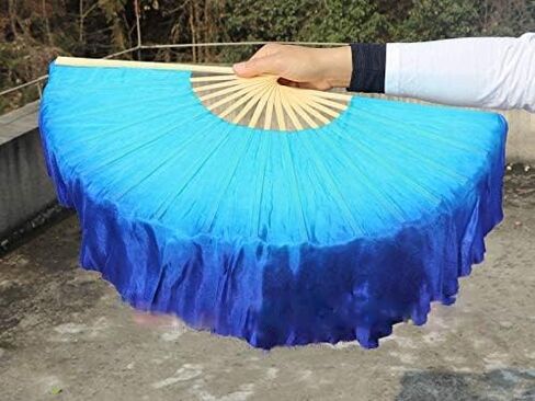 Women 40cm(15.7") 1 Piece Right Hand Real Silk Belly Dance Short Fan Veils Gradient Color in Kuwait