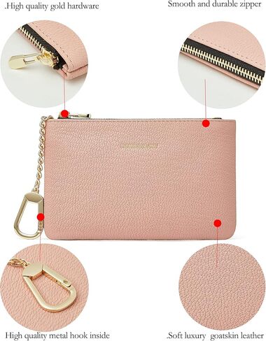 محفظة جلدية صغيرة للعملات المعدنية، محفظة تغيير للنساء مع سلسلة خطافية معدنية (4-وردي) in Kuwait