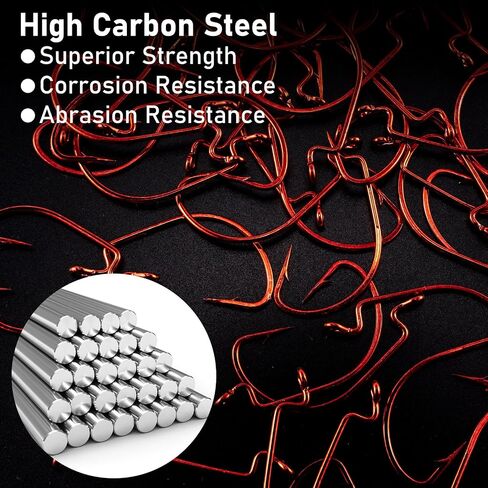 Dr.Fish 100 Pack EWG Fishing Hooks Bass Fishing Hooks Offset Shank Worm Hooks Round Bend Wide Gap Drop Shot Texas Carolina Rig Hooks High Carbon Steel Live Bait Fishing Hooks Freshwater Saltwater in Saudi Arabia