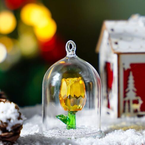 H&D Crystal Rose Flower Figurine Dreams Ornament in a Glass Dome Gifts for her (Red) in Kuwait