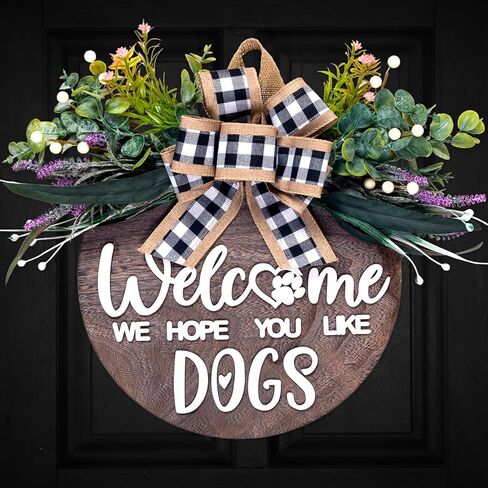 Welcome Sign Wreath for Front Door Porch Outside, 3D Rustic Solid Wood Wreaths Use for Farmhouse Outdoor Indoor, Beaded Hanging with Eucalyptus in Saudi Arabia