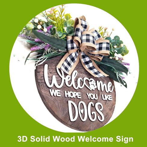 Welcome Sign Wreath for Front Door Porch Outside, 3D Rustic Solid Wood Wreaths Use for Farmhouse Outdoor Indoor, Beaded Hanging with Eucalyptus in Saudi Arabia