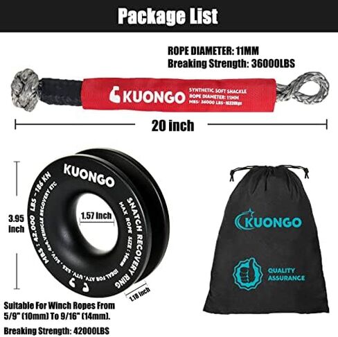 Synthetic Soft Shackle 7/16"x20", Soft Shackle Recovery Rope 35000lbs Breaking Strength with Protective Sleeves, for Truck ATV UTV SUVs Off-Road Vehicel (2Pack Red) in Kuwait