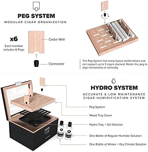 CASE ELEGANCE Glass Top Humidor with thick cedar, easy humidification system, accurate digital hygrometer - Renzo, Brown in Saudi Arabia