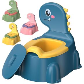 Potty Training Toilet Toddler Potty Chair Kids Boys Girls Dinosaur Animal Comfortable Potties Training Seat for Childrens Ages 1-3 Portable Baby Toilets with Lid Back Easy to Clean Potty Trainer,Blue in Kuwait