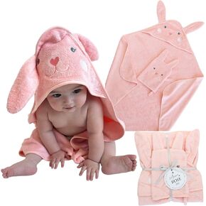 Hooded Baby Towel with Mitt - Ultra Soft Plush Bath Essential for Newborn, Infant & Toddler - Premium 30x30 Inch Large Absorbent Baby Bath Towels with Hood for Boys & Girls (Happy Dino) in Saudi Arabia
