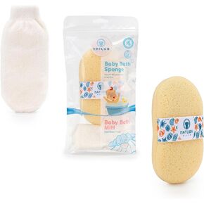 Hypoallergenic Natural Baby Sponge & Wash Cloth Set for Bath — Ultra-Soft, Gentle, Safe for Newborns, Infants & Sensitive Skin in Saudi Arabia