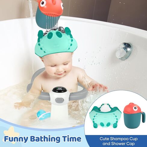 Baby Bath Seat for Babies 6 Months & Up, Bath Seats for Babies Sitting Up, Infant & Toddler Bath Seat with Thermometer for Baby Bathtub Shower, Non-Slip, Safe & Comfortable Baby Bath Support, Grey in Saudi Arabia