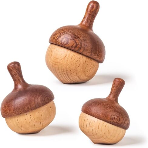 قمم الغزل الخشبية للأطفال الصغار Montessori Toy | 3 PCS قمم مصنوعة يدويًا ، توجيه الوالدين 18-36 مليون و 3+ اللعب المستقل ، سلس وآمن ، جاهز للهدية | dadcarved in Kuwait