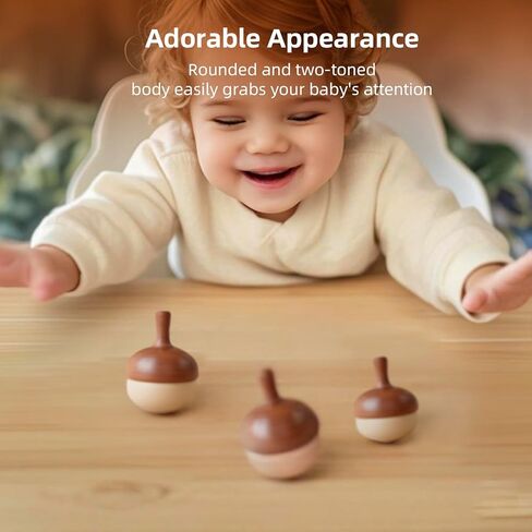 قمم الغزل الخشبية للأطفال الصغار Montessori Toy | 3 PCS قمم مصنوعة يدويًا ، توجيه الوالدين 18-36 مليون و 3+ اللعب المستقل ، سلس وآمن ، جاهز للهدية | dadcarved in Kuwait