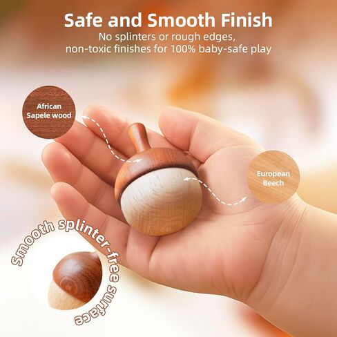 قمم الغزل الخشبية للأطفال الصغار Montessori Toy | 3 PCS قمم مصنوعة يدويًا ، توجيه الوالدين 18-36 مليون و 3+ اللعب المستقل ، سلس وآمن ، جاهز للهدية | dadcarved in Kuwait