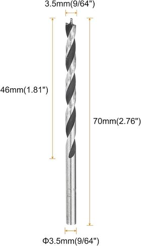 HARFINGTON 4pcs Brad Point Drill Bits 3.5mm(9/64") Dia Straight Round Shank Metric Brad Point Spiral Twist Drill Bits for Softwood Hardwood Plywood Plastic Rubber, Silver Tone in Saudi Arabia