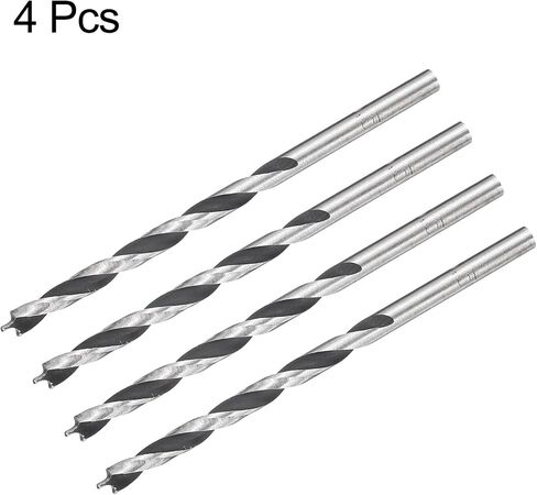 HARFINGTON 4pcs Brad Point Drill Bits 3.5mm(9/64") Dia Straight Round Shank Metric Brad Point Spiral Twist Drill Bits for Softwood Hardwood Plywood Plastic Rubber, Silver Tone in Saudi Arabia