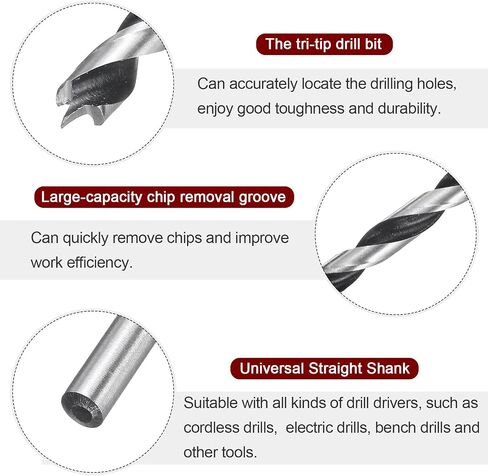 HARFINGTON 4pcs Brad Point Drill Bits 3.5mm(9/64") Dia Straight Round Shank Metric Brad Point Spiral Twist Drill Bits for Softwood Hardwood Plywood Plastic Rubber, Silver Tone in Saudi Arabia