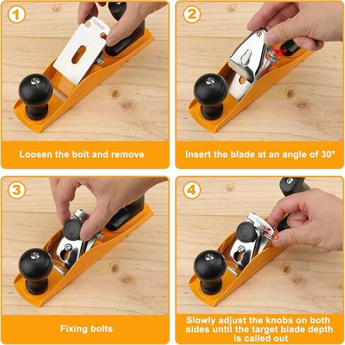 Hoteche No.4 Wood Plane - Adjustable Smoothing Bench Hand Planer for Woodworking and Trimming - 9.5-Inch Jointer Plane with 2-Inch Blade in Kuwait
