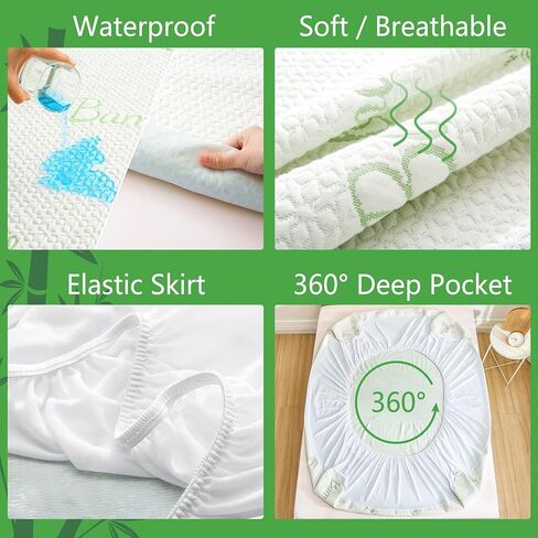 GOONIK Waterproof Crib Mattress Protector, Breathable Crib Mattress Pad Cover for Baby Mattress with 4-13 inches Deep Pocket in Saudi Arabia