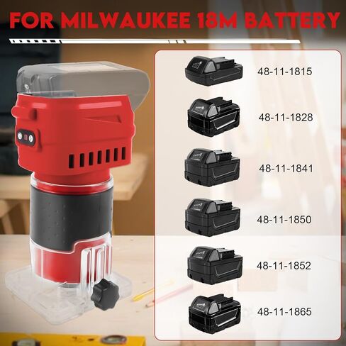 Cordless Router Compatible With Milwaukee M18 Battery, 6-Speed, 30,000 RPM, 850W Brushless Handheld Palm Routers Woodworking Hand Edge Trimmer with 15 PCS 1/4" Router Bits Set (No Battery) in Kuwait