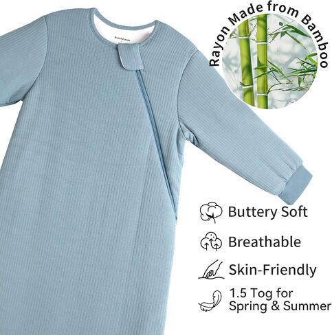 رايون مصنوعة من كيس النوم الخيزران 18-24 شهرًا 1.5 TOG Long Sleeve Winter Sleep Sack 2T Baby Beabense مع حقيبة نوم سحاب ثنائية الاتجاه للأطفال طفل صغير in Kuwait