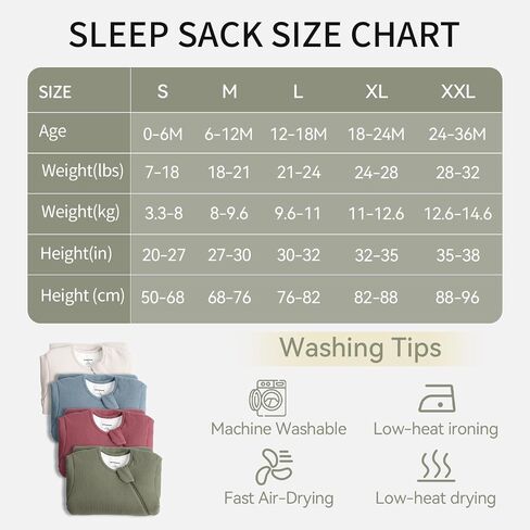 رايون مصنوعة من كيس النوم الخيزران 18-24 شهرًا 1.5 TOG Long Sleeve Winter Sleep Sack 2T Baby Beabense مع حقيبة نوم سحاب ثنائية الاتجاه للأطفال طفل صغير in Kuwait