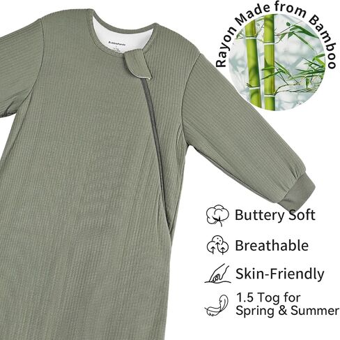 رايون مصنوعة من كيس النوم الخيزران 18-24 شهرًا 1.5 TOG Long Sleeve Winter Sleep Sack 2T Baby Beabense مع حقيبة نوم سحاب ثنائية الاتجاه للأطفال طفل صغير in Kuwait