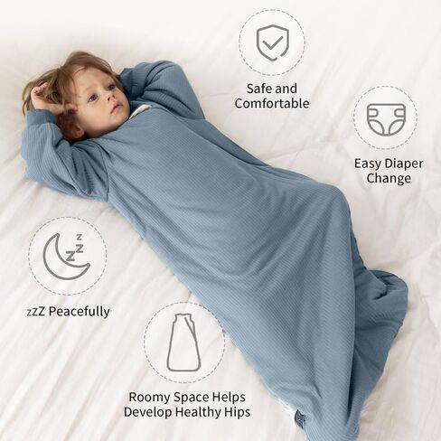 رايون مصنوعة من كيس النوم الخيزران 18-24 شهرًا 1.5 TOG Long Sleeve Winter Sleep Sack 2T Baby Beabense مع حقيبة نوم سحاب ثنائية الاتجاه للأطفال طفل صغير in Kuwait