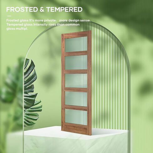 Fredbeck Double 32x84 Frosted Glass Barn Doors 64x84 والأجهزة المدرجة in Saudi Arabia