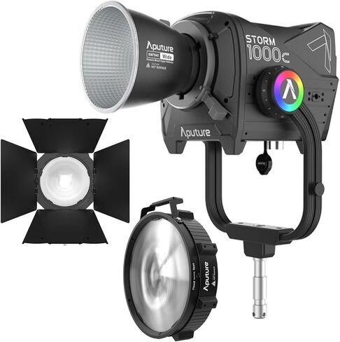 Aputure Storm 1000c نقطة مصلحة مع حزمة عاكس عاكس عاكس (أسود) مع Aputure CF12 12 بوصة Mount Fresnel (Black) و Aputure CF12 حظيرة ل CF12 Fresnel (أسود) (3 عناصر) in Kuwait