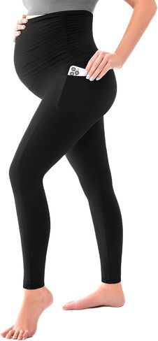 SINOPHANT Women's Maternity Leggings Over The Belly with Pockets,Pregnancy Yoga Pants Workout Leggings in Kuwait