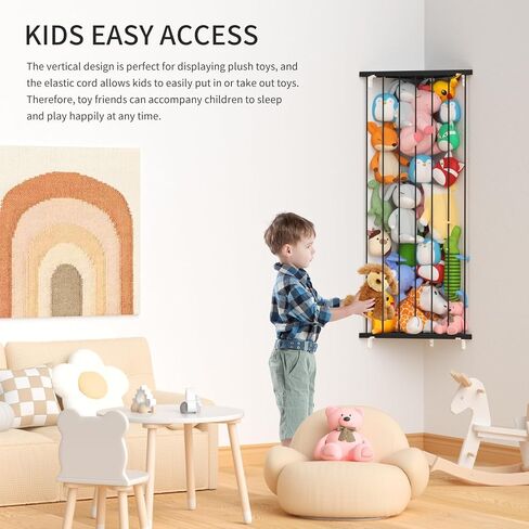 Corner Stuffed Animal Storage Net - Stuffed Animals Holder with Lights - Plush Organizer Hanging Stuffed Animal Hammock for Kids Room Playroom Bedroom Nursery Decro in Kuwait