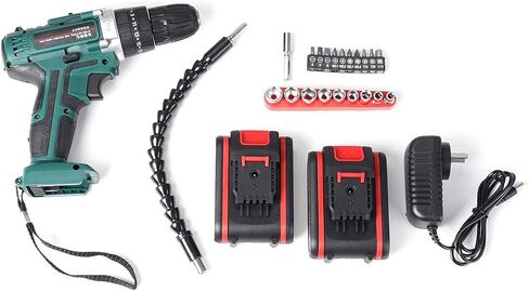 Cordless Impact Drill Driver High/Low 25+3 Gears Speed 2 Battery Set in Saudi Arabia