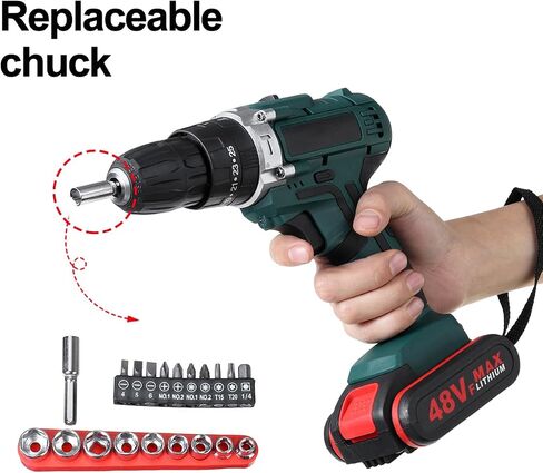 Cordless Impact Drill Driver High/Low 25+3 Gears Speed 2 Battery Set in Saudi Arabia