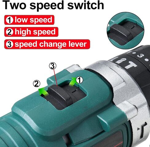 Cordless Impact Drill Driver High/Low 25+3 Gears Speed 2 Battery Set in Saudi Arabia