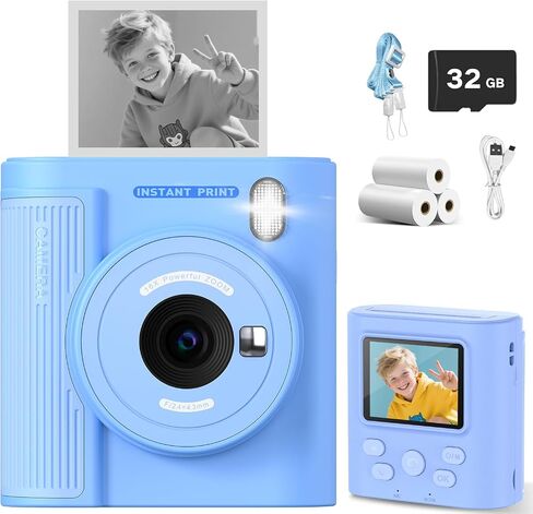 Upgrade Kids Camera Instant Print for Ages 3-12, Portable Instant Print Camera with HD Digital Video, Perfect Christmas Birthday Gift for Boys & Girls, Includes 32GB SD Card - Purple in Saudi Arabia