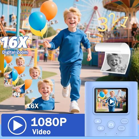 Upgrade Kids Camera Instant Print for Ages 3-12, Portable Instant Print Camera with HD Digital Video, Perfect Christmas Birthday Gift for Boys & Girls, Includes 32GB SD Card - Purple in Saudi Arabia