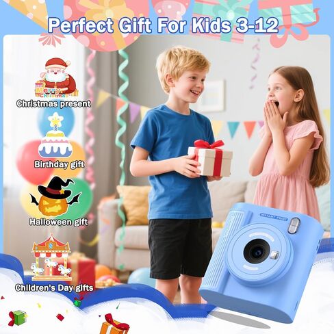 Upgrade Kids Camera Instant Print for Ages 3-12, Portable Instant Print Camera with HD Digital Video, Perfect Christmas Birthday Gift for Boys & Girls, Includes 32GB SD Card - Purple in Saudi Arabia