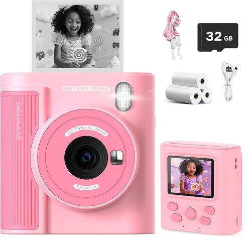 Upgrade Kids Camera Instant Print for Ages 3-12, Portable Instant Print Camera with HD Digital Video, Perfect Christmas Birthday Gift for Boys & Girls, Includes 32GB SD Card - Purple in Saudi Arabia