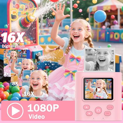 Upgrade Kids Camera Instant Print for Ages 3-12, Portable Instant Print Camera with HD Digital Video, Perfect Christmas Birthday Gift for Boys & Girls, Includes 32GB SD Card - Purple in Saudi Arabia
