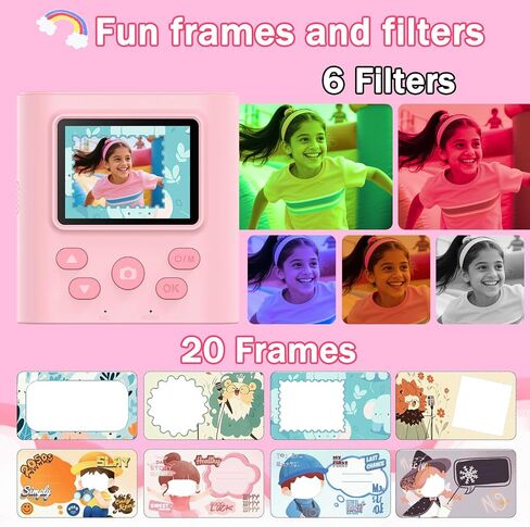 Upgrade Kids Camera Instant Print for Ages 3-12, Portable Instant Print Camera with HD Digital Video, Perfect Christmas Birthday Gift for Boys & Girls, Includes 32GB SD Card - Purple in Saudi Arabia