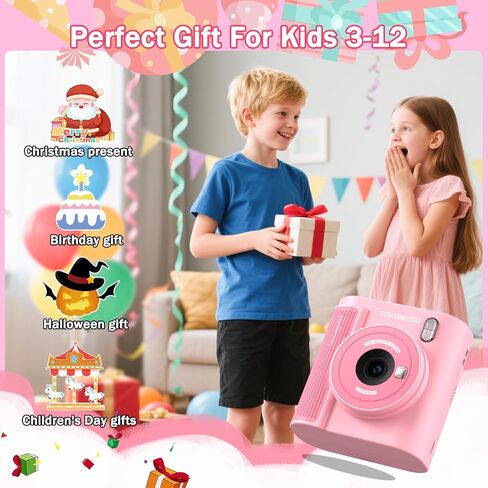 Upgrade Kids Camera Instant Print for Ages 3-12, Portable Instant Print Camera with HD Digital Video, Perfect Christmas Birthday Gift for Boys & Girls, Includes 32GB SD Card - Purple in Saudi Arabia