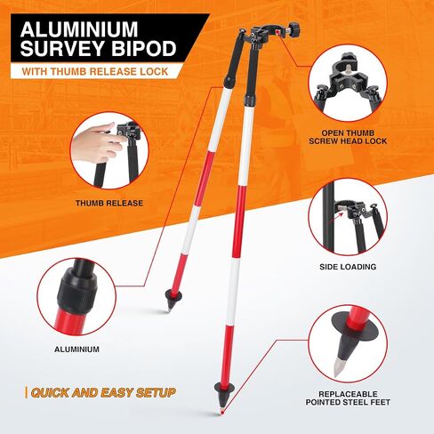 Bipod Surveying, Aluminum Bipod Monopod for Leveling Staff and Prism Poles of Surveying,Total Station GPS GNSS （Black in Saudi Arabia