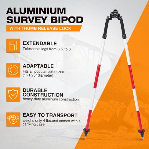 Bipod Surveying, Aluminum Bipod Monopod for Leveling Staff and Prism Poles of Surveying,Total Station GPS GNSS （Black in Saudi Arabia