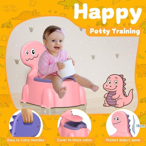 Potty Training Toilet Toddler Potty Chair Kids Boys Girls Dinosaur Animal Comfortable Potties Training Seat for Childrens Ages 1-3 Portable Baby Toilets with Lid Back Easy to Clean Potty Trainer,Blue in Saudi Arabia