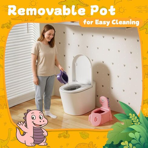 Potty Training Toilet Toddler Potty Chair Kids Boys Girls Dinosaur Animal Comfortable Potties Training Seat for Childrens Ages 1-3 Portable Baby Toilets with Lid Back Easy to Clean Potty Trainer,Blue in Saudi Arabia